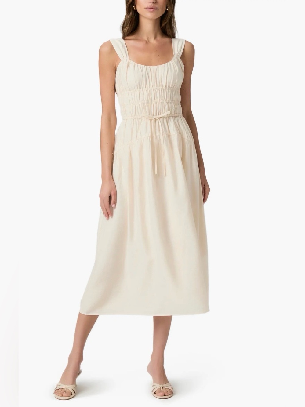 Paige Arpeggio Smock Bodice Dress Oyster White 6 NWT